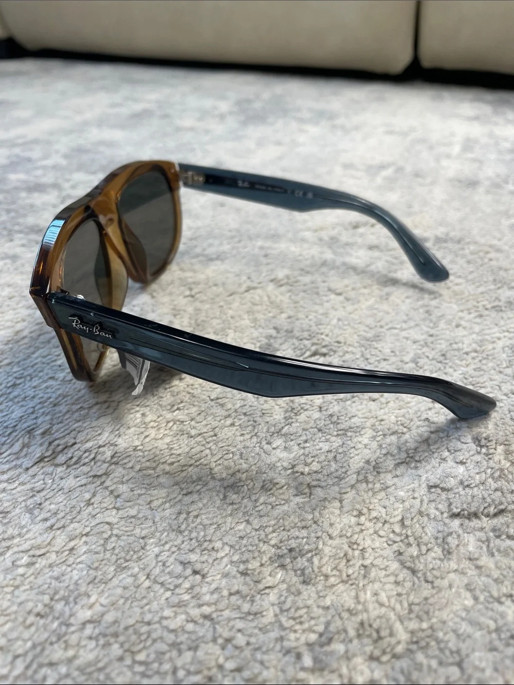 New Ray Ban Boyfriend Reverse Sunglasses Polished Transparent Camel Brown